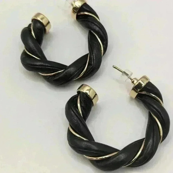 NWT Pearl earrings and unbranded black fabric wrapped hoop jewelry bundle in EUC - Picture 2 of 5